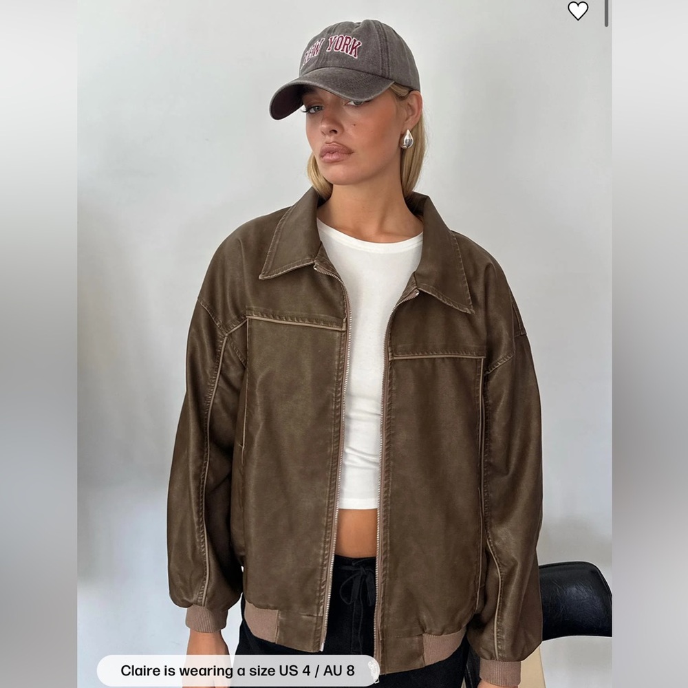 Princess Polly brown leather jacket. US size 4